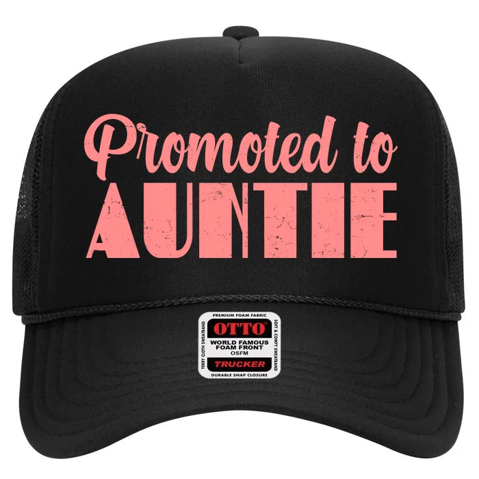 Promoted To Auntie New Baby Niece Nephew High Crown Mesh Trucker Hat