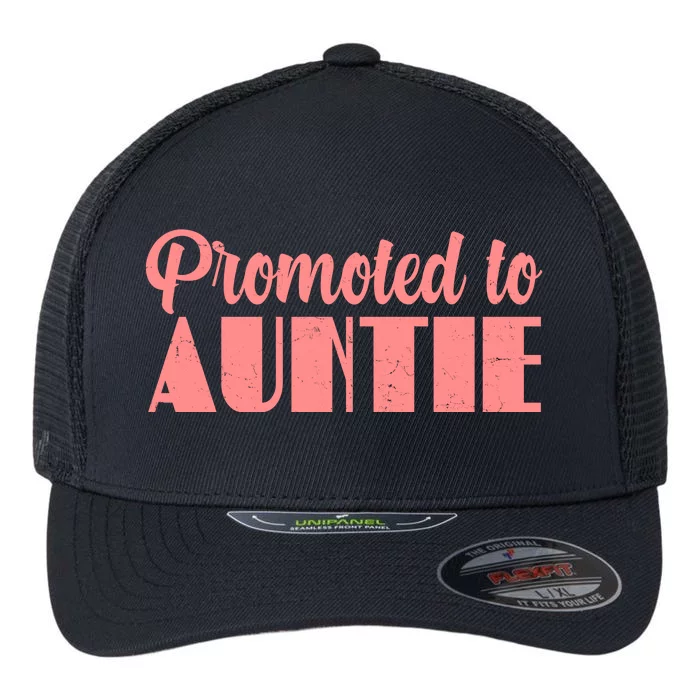 Promoted To Auntie New Baby Niece Nephew Flexfit Unipanel Trucker Cap