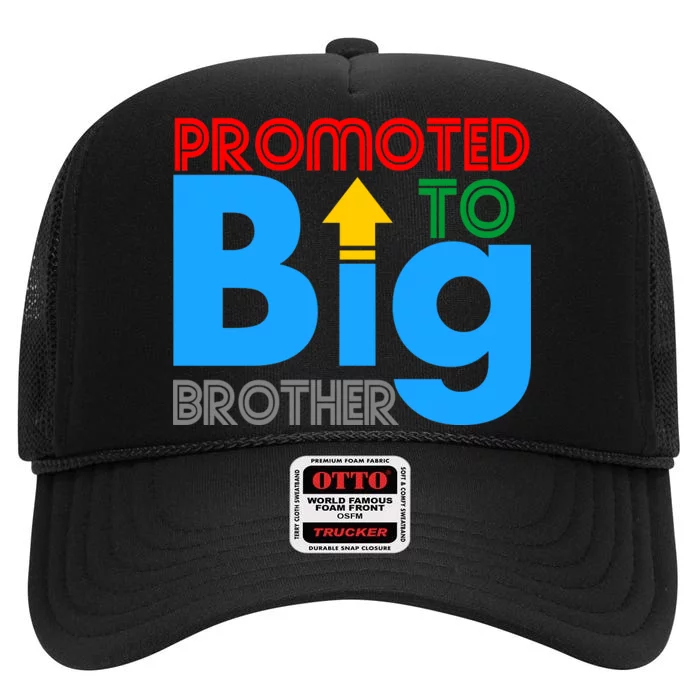 Promoted To Big Brother Colorful Logo High Crown Mesh Trucker Hat