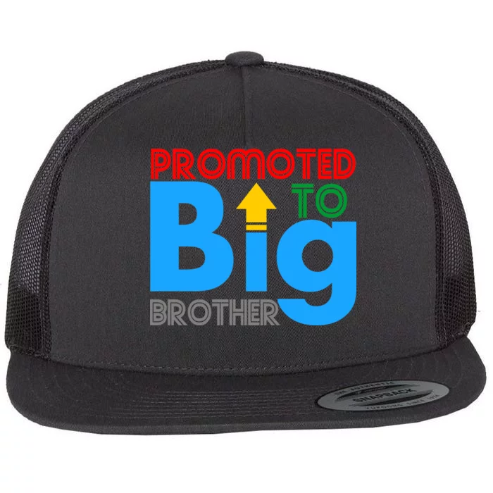 Promoted To Big Brother Colorful Logo Flat Bill Trucker Hat