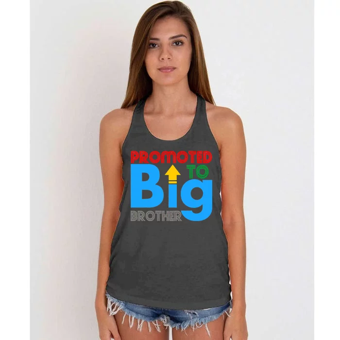 Promoted To Big Brother Colorful Logo Women's Knotted Racerback Tank