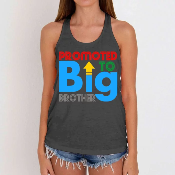 Promoted To Big Brother Colorful Logo Women's Knotted Racerback Tank