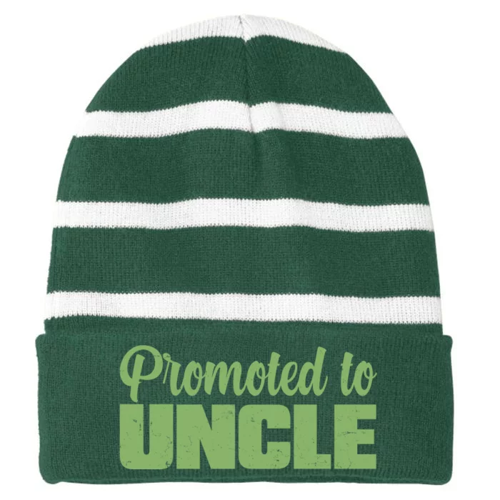 Promoted to Uncle New Baby Niece Nephew Striped Beanie with Solid Band