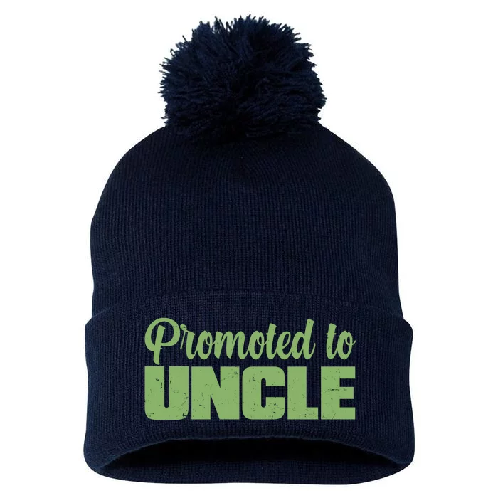 Promoted to Uncle New Baby Niece Nephew Pom Pom 12in Knit Beanie