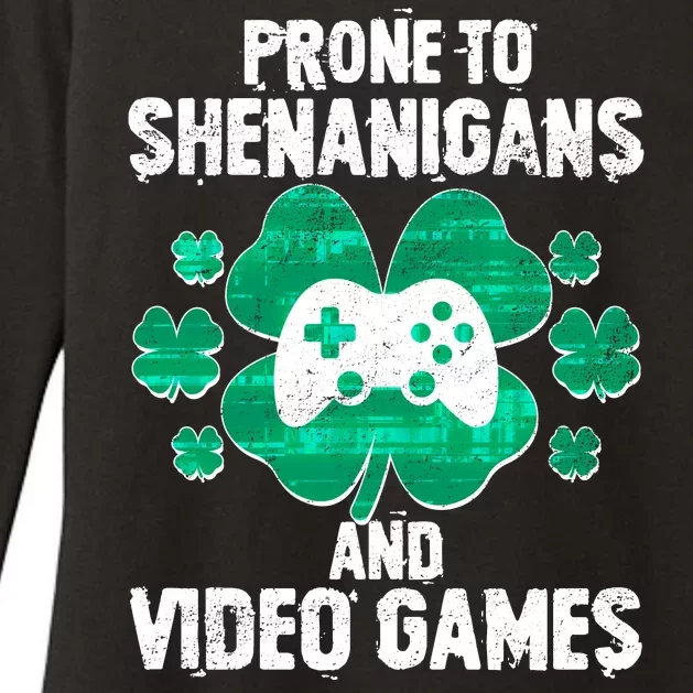 Prone To Shenanigans Video Games Shamrock Gamer Womens CVC Long Sleeve Shirt