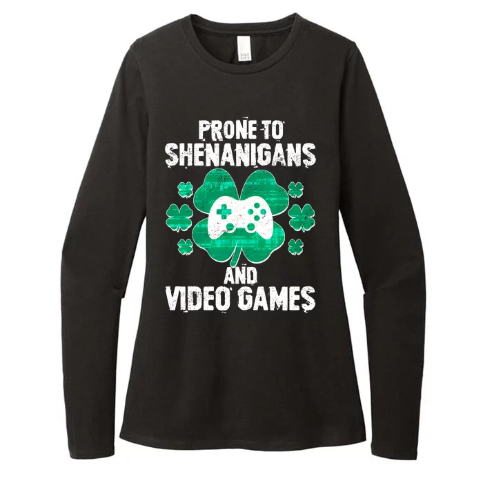 Prone To Shenanigans Video Games Shamrock Gamer Womens CVC Long Sleeve Shirt