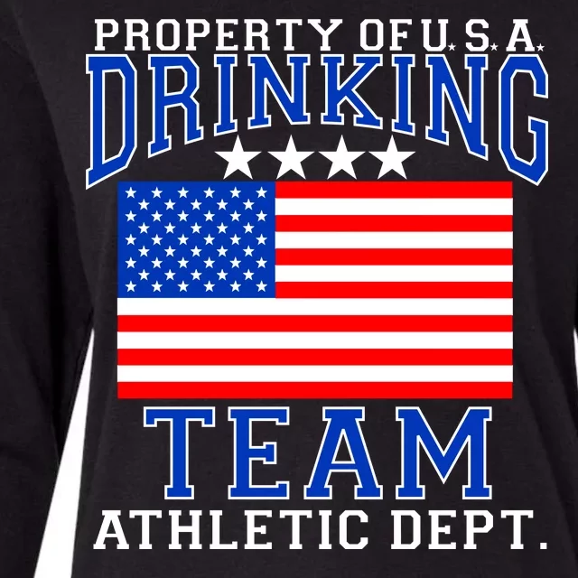 Property of U.S.A. Drinking Team Womens Cotton Relaxed Long Sleeve T-Shirt