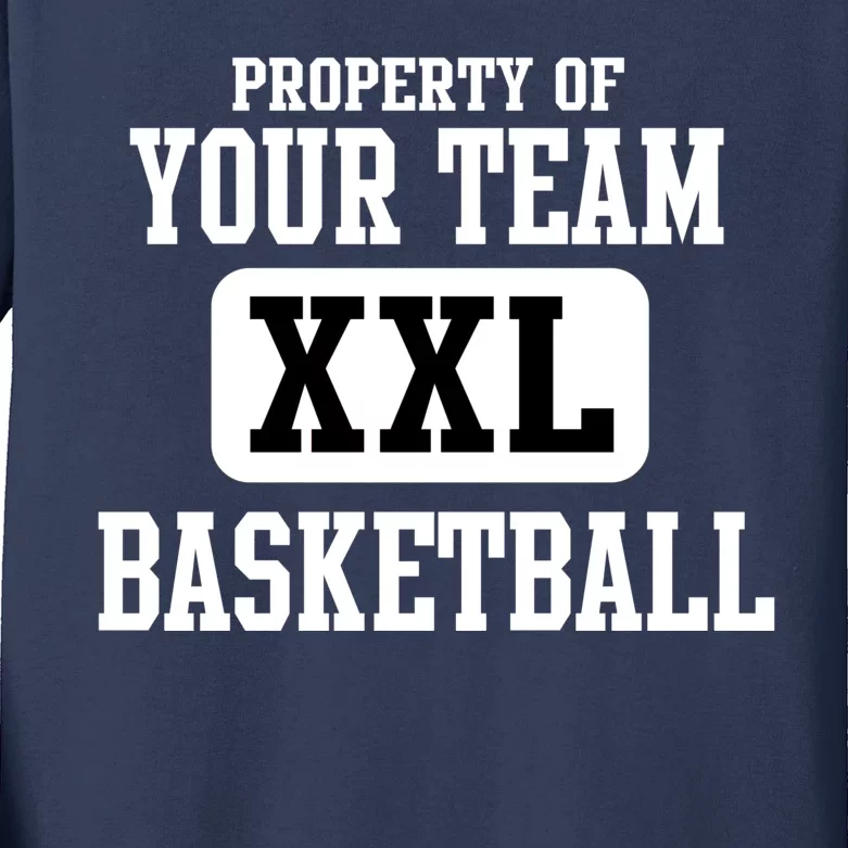 Property Of Your Team XXL Sports Personalize Text Kids Long Sleeve Shirt