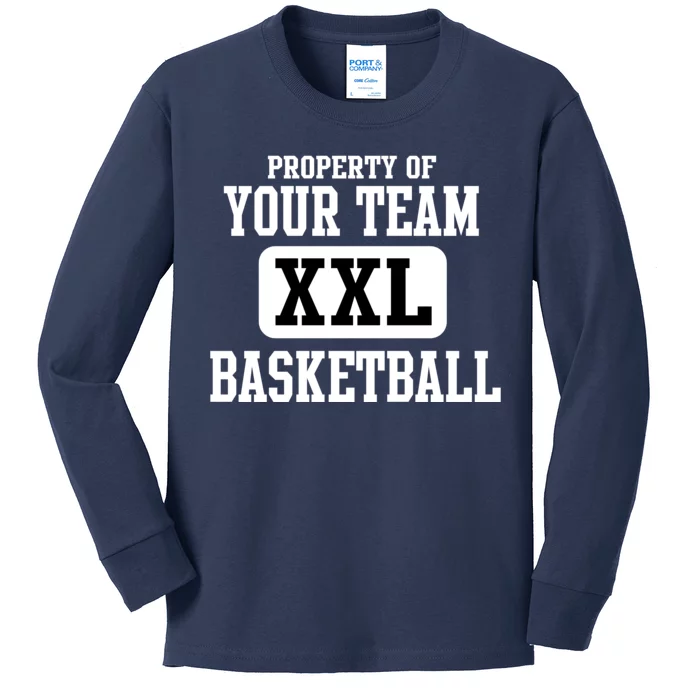 Property Of Your Team XXL Sports Personalize Text Kids Long Sleeve Shirt