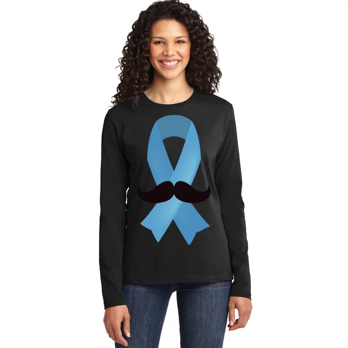 Prostate Awareness Mustache Month Ladies Long Sleeve Shirt