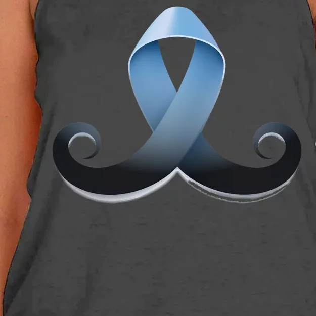 Prostate Awareness Ribbon Mustache Women's Knotted Racerback Tank