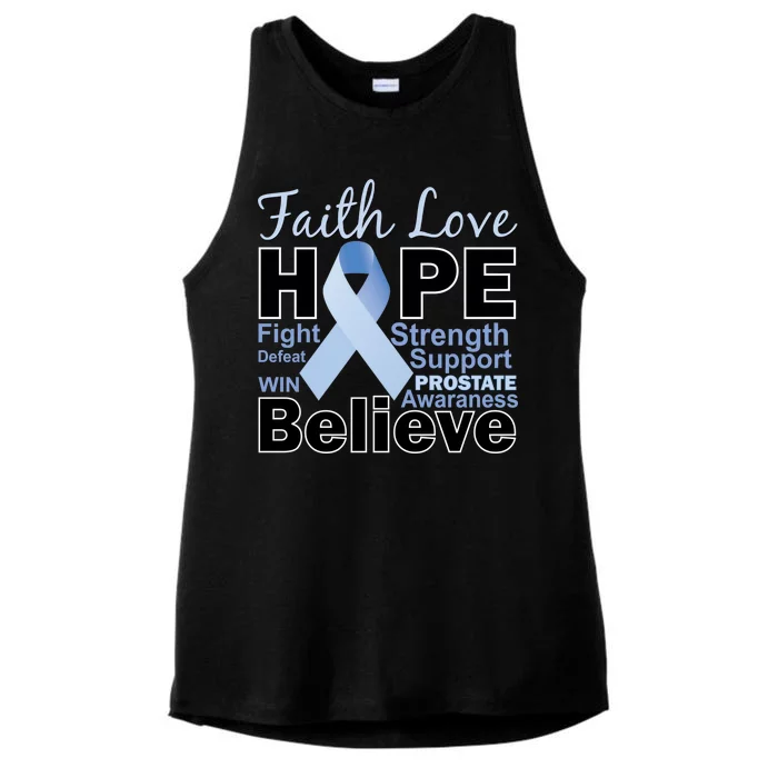 Prostate Cancer Awareness Faith Hope Ladies Tri-Blend Wicking Tank