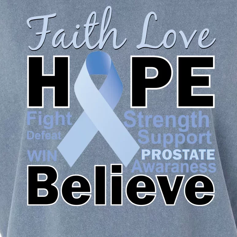 Prostate Cancer Awareness Faith Hope Garment-Dyed Women's Muscle Tee