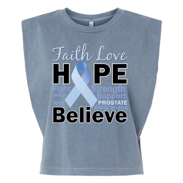 Prostate Cancer Awareness Faith Hope Garment-Dyed Women's Muscle Tee