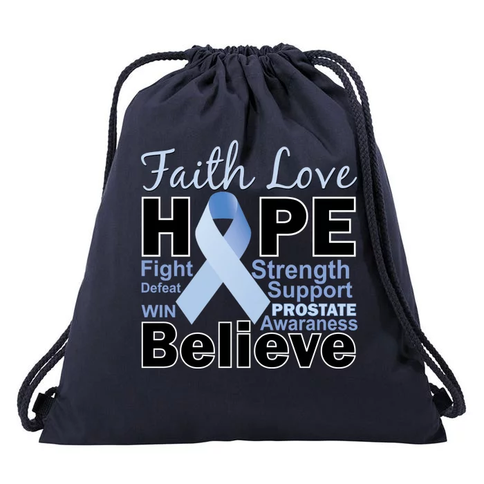 Prostate Cancer Awareness Faith Hope Drawstring Bag