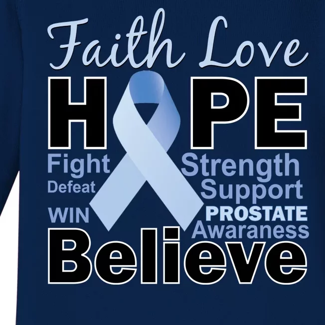 Prostate Cancer Awareness Faith Hope Baby Long Sleeve Bodysuit