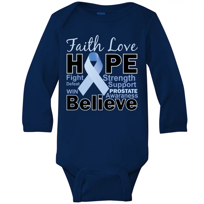 Prostate Cancer Awareness Faith Hope Baby Long Sleeve Bodysuit