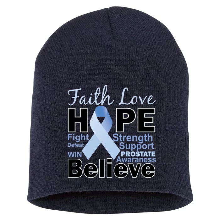 Prostate Cancer Awareness Faith Hope Short Acrylic Beanie