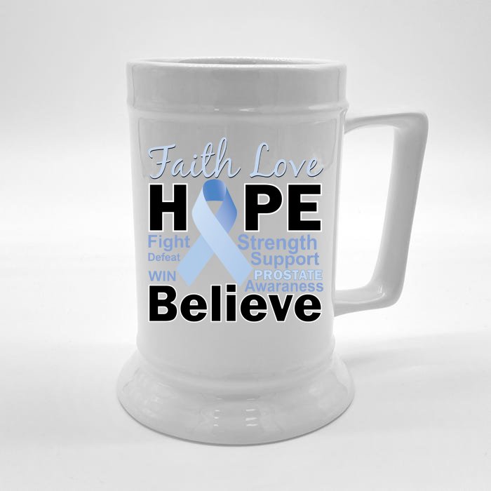 Prostate Cancer Awareness Faith Hope Front & Back Beer Stein