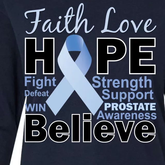 Prostate Cancer Awareness Faith Love Hope Womens Cotton Relaxed Long Sleeve T-Shirt