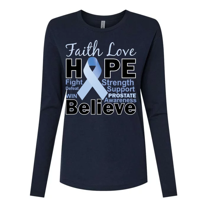 Prostate Cancer Awareness Faith Love Hope Womens Cotton Relaxed Long Sleeve T-Shirt