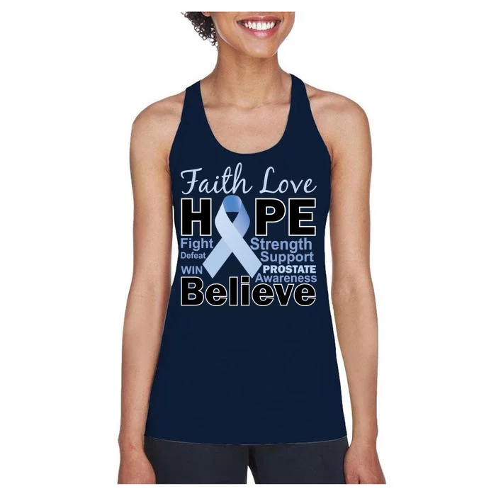 Prostate Cancer Awareness Faith Love Hope Women's Racerback Tank