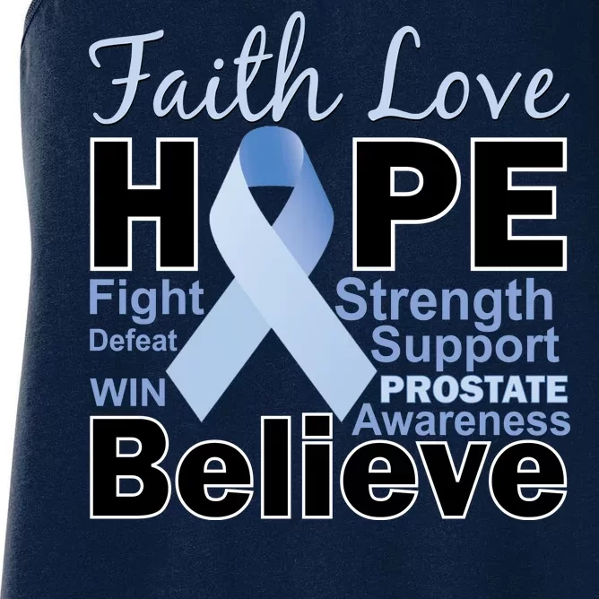 Prostate Cancer Awareness Faith Love Hope Women's Racerback Tank