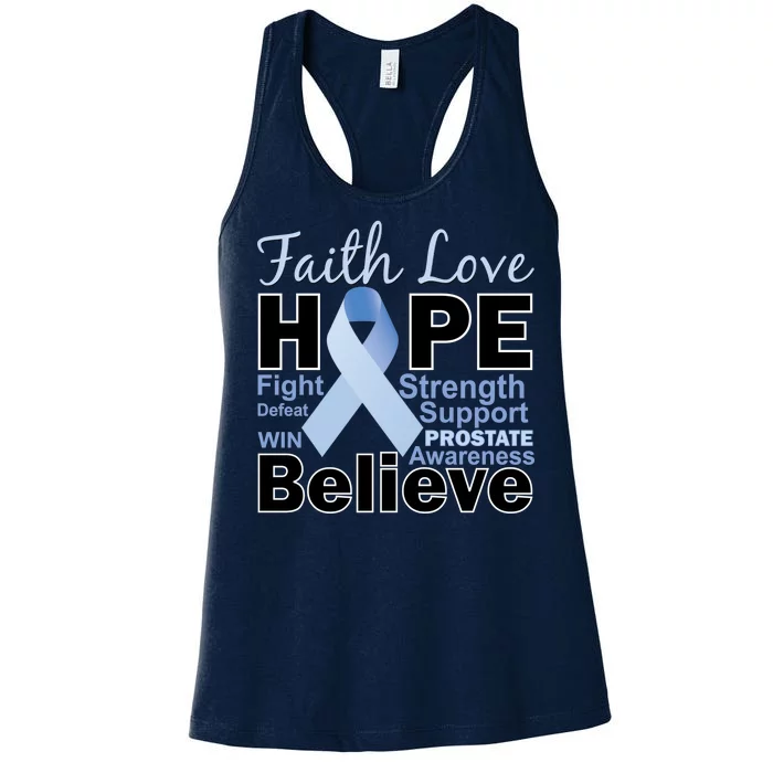 Prostate Cancer Awareness Faith Love Hope Women's Racerback Tank