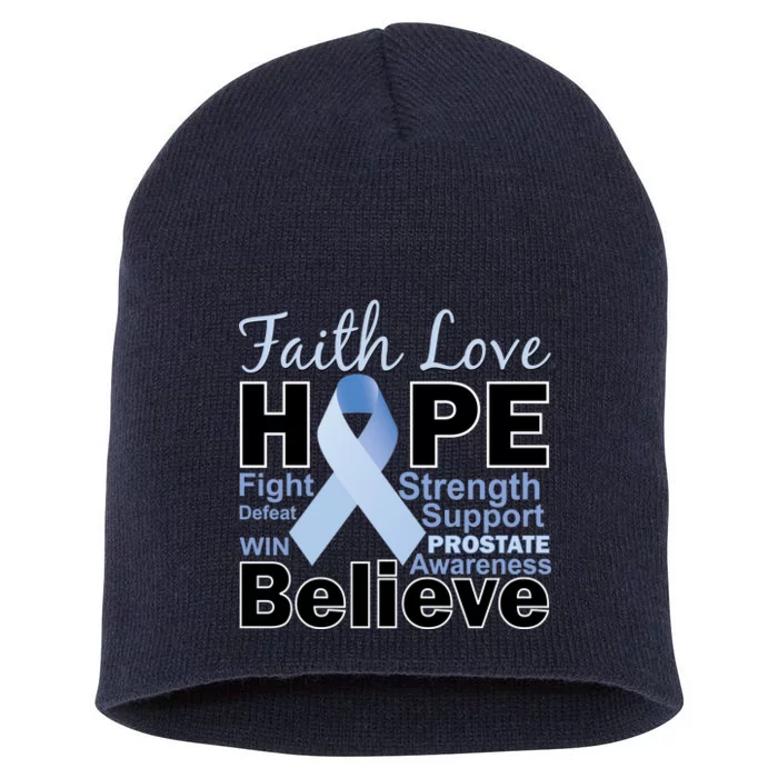 Prostate Cancer Awareness Faith Love Hope Short Acrylic Beanie