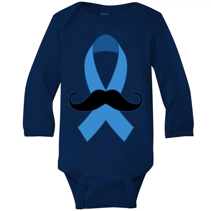 Prostate Mustache Ribbon Baby Long Sleeve Bodysuit