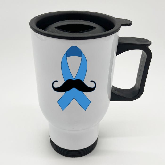 Prostate Mustache Ribbon Front & Back Stainless Steel Travel Mug