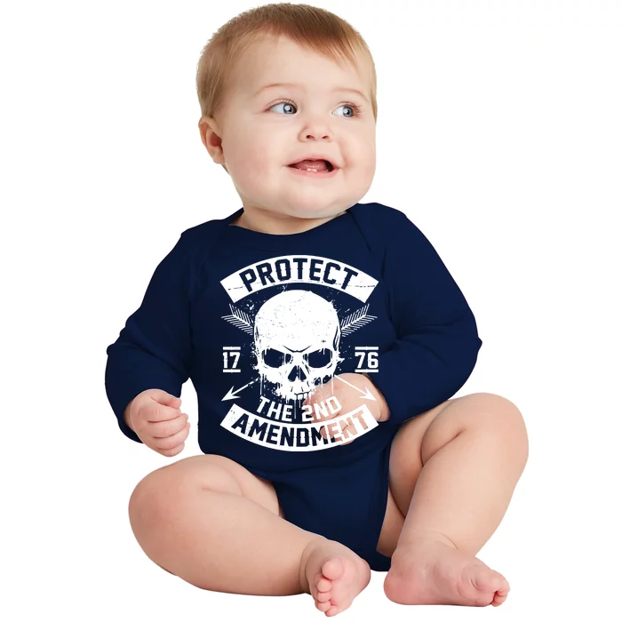 Protect The 2nd Amendment 1776 Arrow Skull Baby Long Sleeve Bodysuit