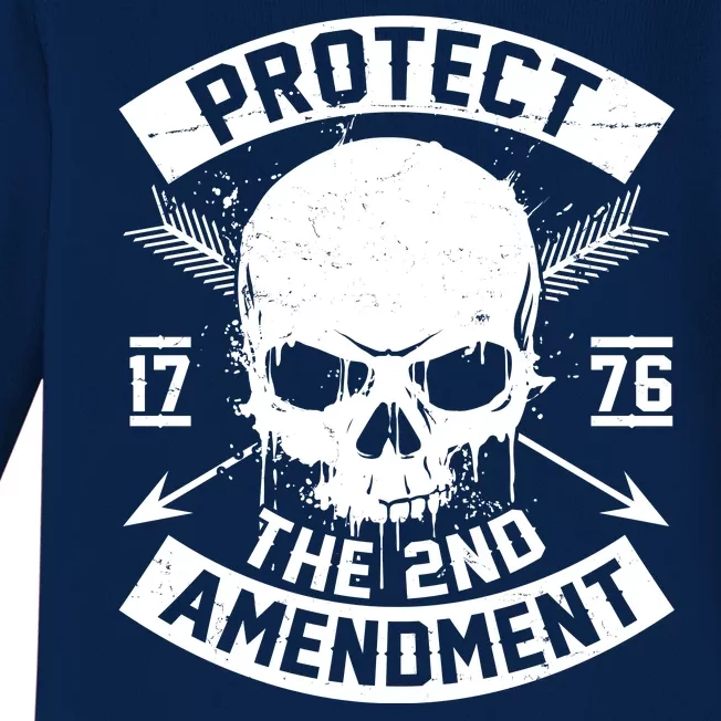 Protect The 2nd Amendment 1776 Arrow Skull Baby Long Sleeve Bodysuit