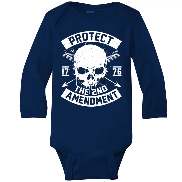 Protect The 2nd Amendment 1776 Arrow Skull Baby Long Sleeve Bodysuit