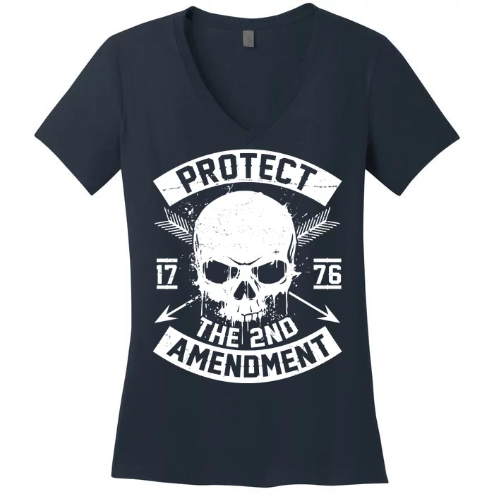 Protect The 2nd Amendment 1776 Arrow Skull Women's V-Neck T-Shirt