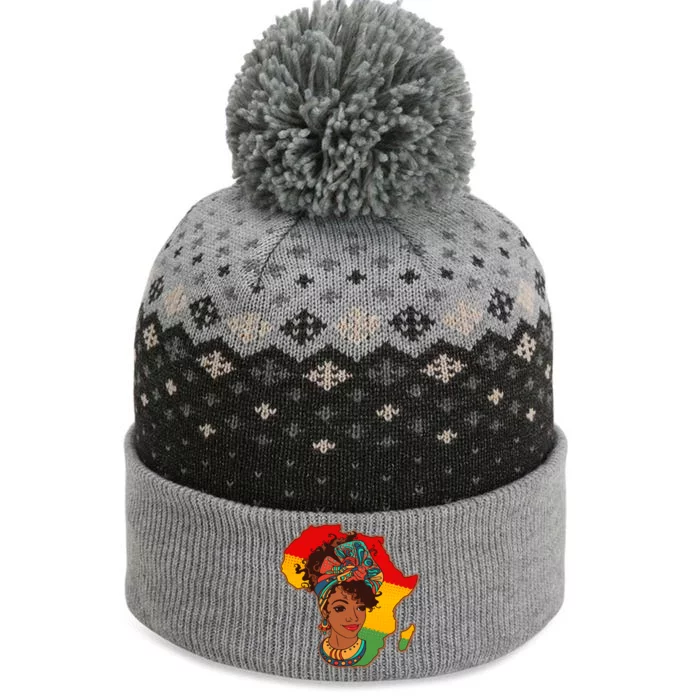 Proud African American Woman Head Wrap The Baniff Cuffed Pom Beanie