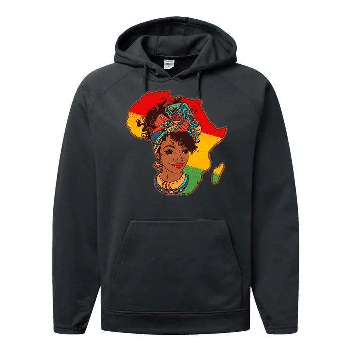 Proud African American Woman Head Wrap Performance Fleece Hoodie