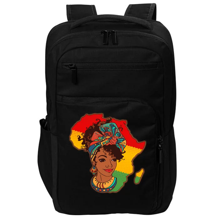 Proud African American Woman Head Wrap Impact Tech Backpack