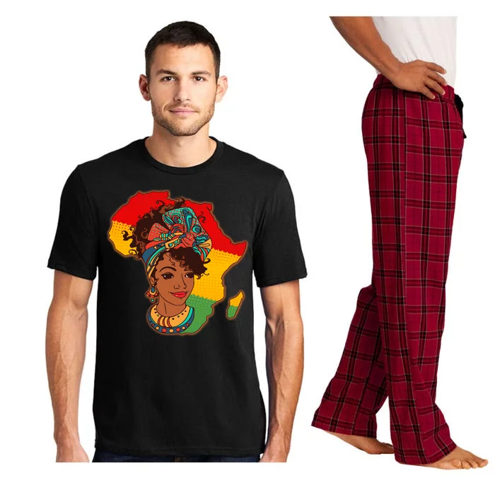 Proud African American Woman Head Wrap Pajama Set