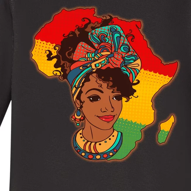 Proud African American Woman Head Wrap Baby Long Sleeve Bodysuit