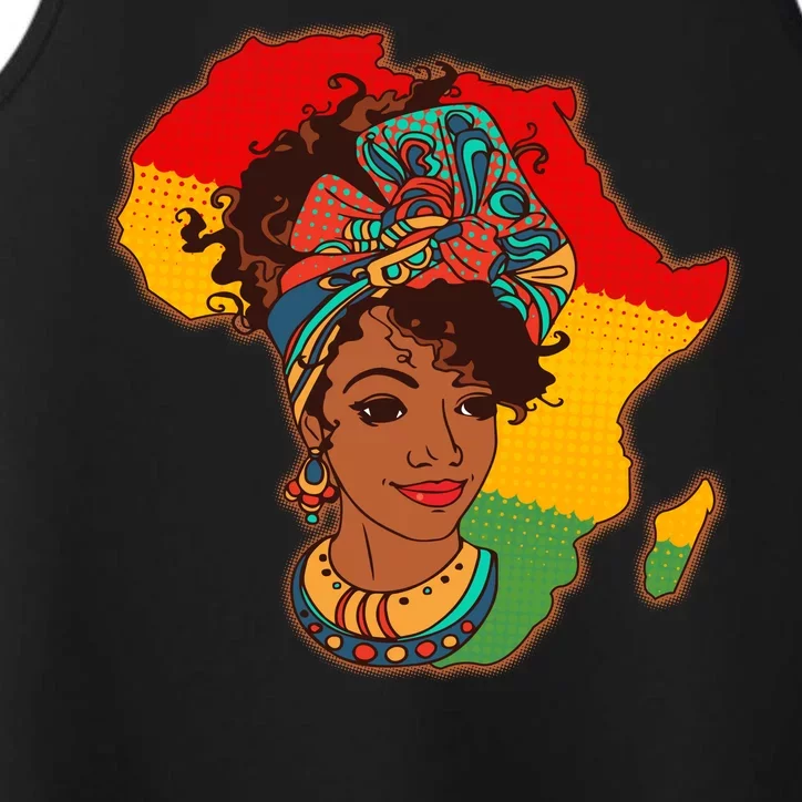 Proud African American Woman Head Wrap Performance Tank