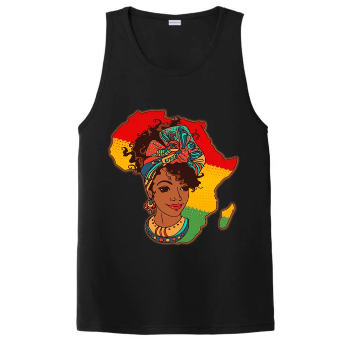 Proud African American Woman Head Wrap Performance Tank