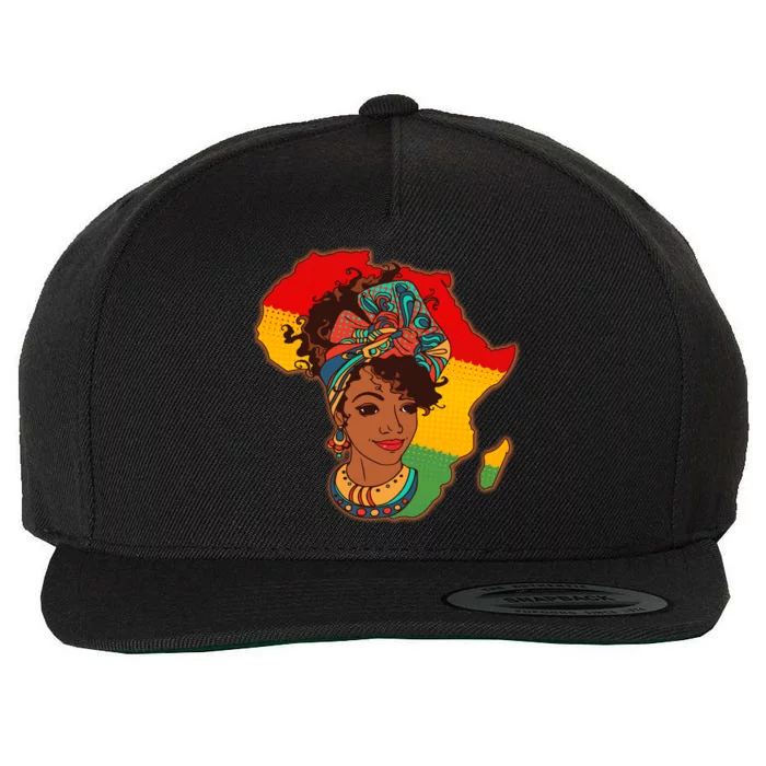 Proud African American Woman Head Wrap Wool Snapback Cap