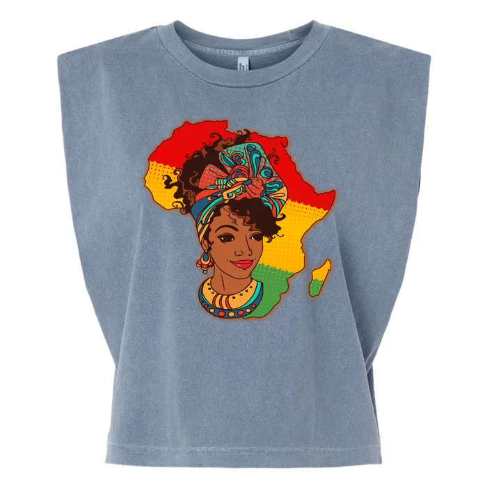 Proud African American Woman Head Wrap Garment-Dyed Women's Muscle Tee