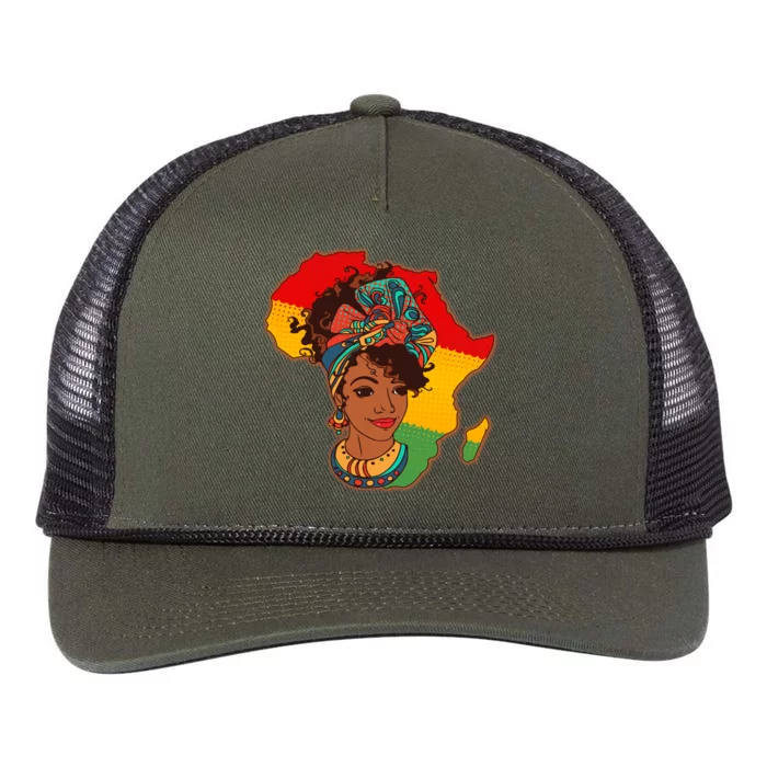 Proud African American Woman Head Wrap Retro Rope Trucker Hat Cap