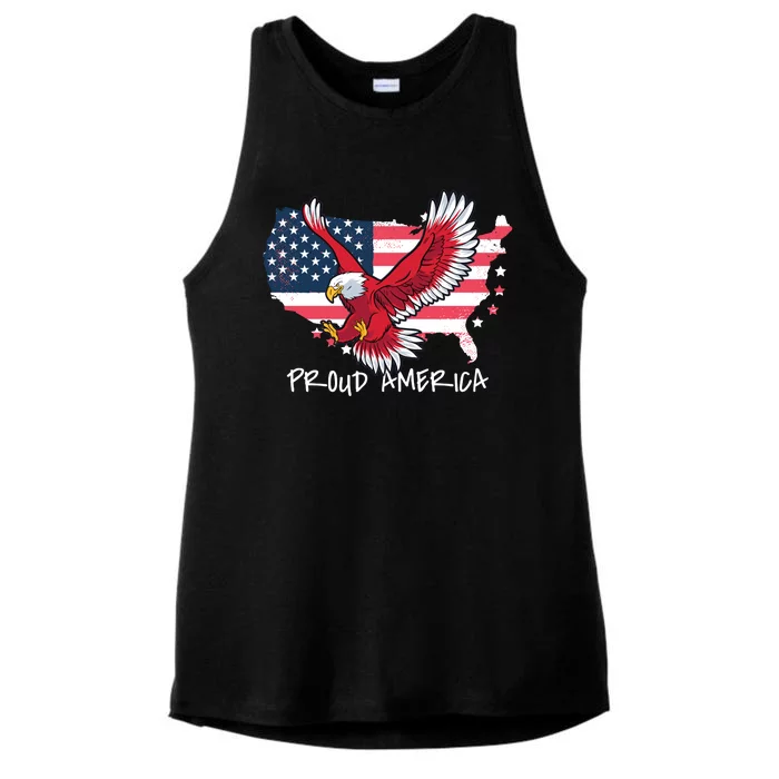 Proud American Eagle Ladies Tri-Blend Wicking Tank