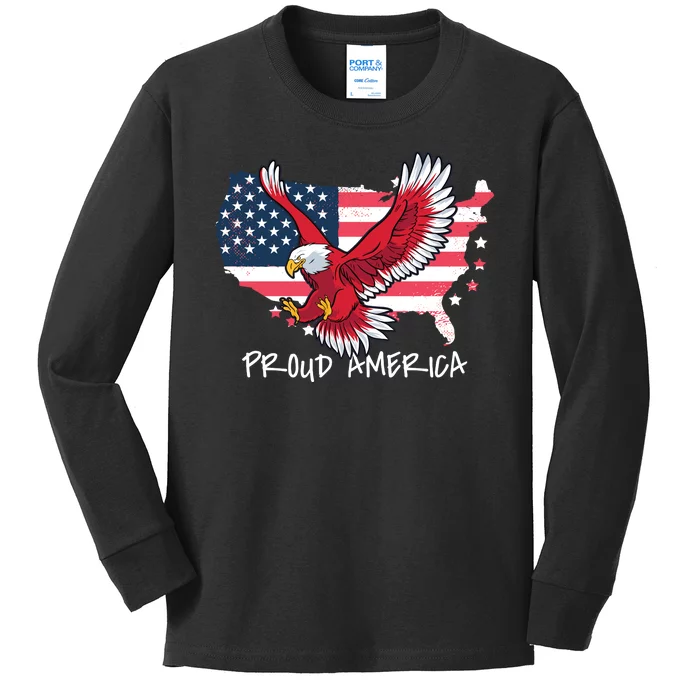 Proud American Eagle Kids Long Sleeve Shirt