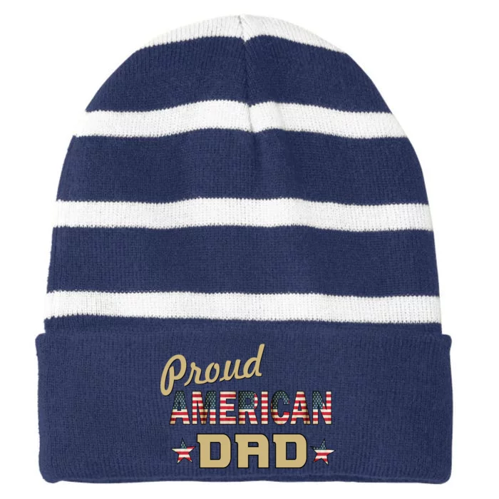 Proud Army Dad Striped Beanie with Solid Band