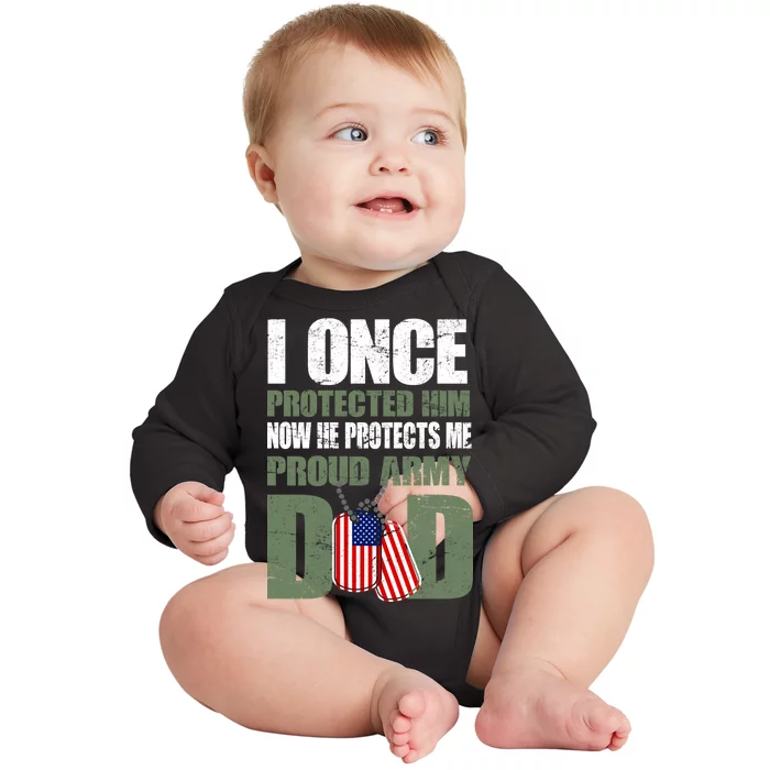 Proud Army Dad Of An American Soldier Baby Long Sleeve Bodysuit