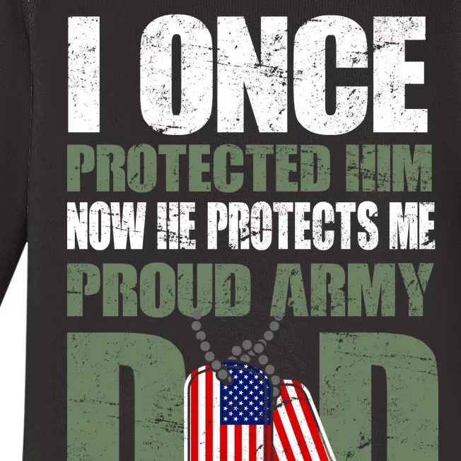 Proud Army Dad Of An American Soldier Baby Long Sleeve Bodysuit